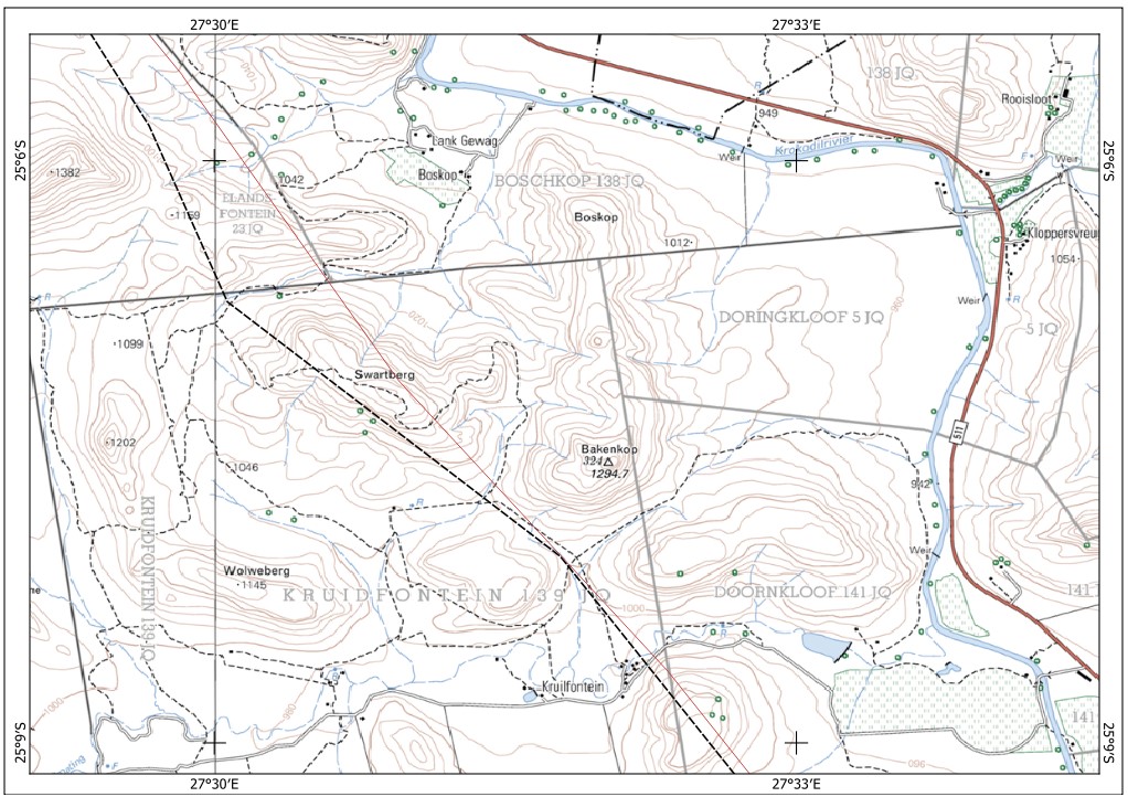 Topographic survey map of a mineral-rights area